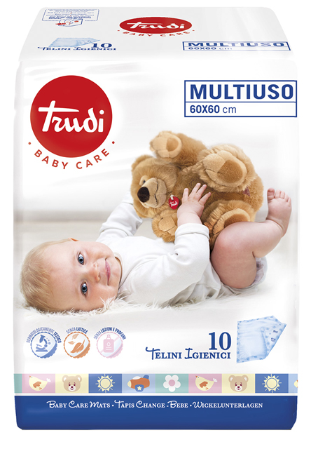 TRUDI BABY CARE TELINI MULTIUSO 60X60 CM 10 PEZZI - goldeneffe.it
