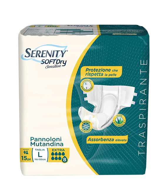 PANNOLONE MUTANDINA SERENITY SD SENSITIVE EXTRA L 15 PEZZI - goldeneffe.it
