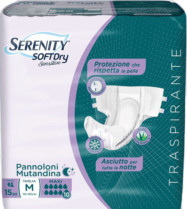 PANNOLONE MUTANDINA SERENITY SD SENSITIVE MAXI M 15 PEZZI - goldeneffe.it