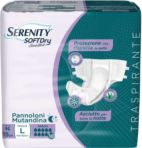 PANNOLONE MUTANDINA SERENITY SD SENSITIVE MAXI L 15 PEZZI - goldeneffe.it