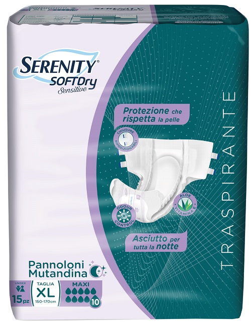 PANNOLONE MUTANDINA SERENITY SD SENSITIVE MAXI XL 15 PEZZI - goldeneffe.it