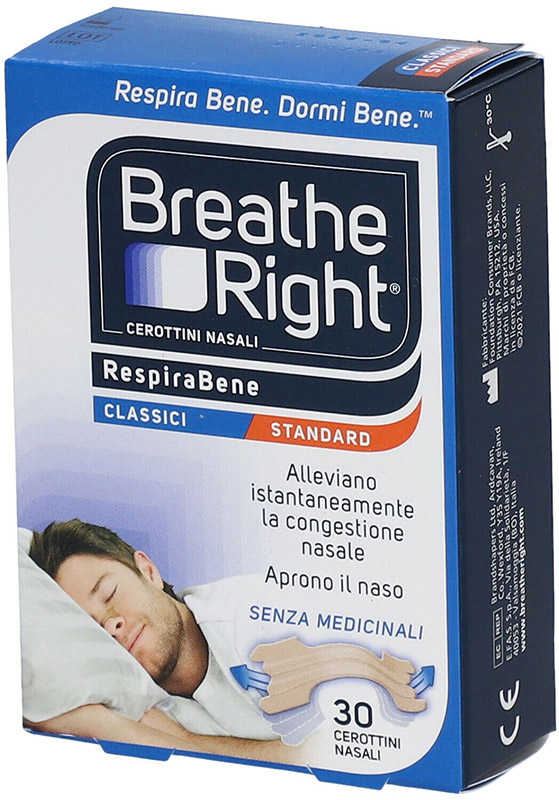 CEROTTI NASALI BREATHE RIGHT CLASSICI 30 PEZZI - goldeneffe.it