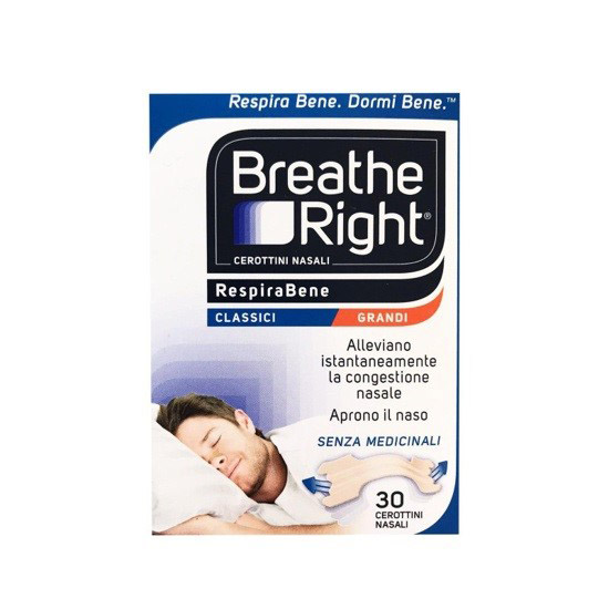 CEROTTI NASALI BREATHE RIGHT CLASSICI GRANDI 30 PEZZI - goldeneffe.it