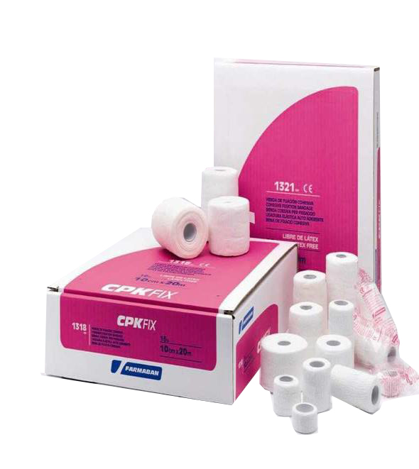 FARMABAN CPK FIX LATEX FREE 10CM X 20M BENDA ELASTICA COESIVA DI FISSAZIONE LATEX FREE DISPENSER BOX 16 PEZZI - goldeneffe.it