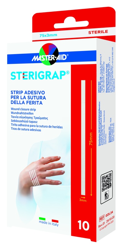 MASTER-AID STERIGRAP STRIP ADESIVO SUTURA FERITE 75X3 MM 10 PEZZI - goldeneffe.it