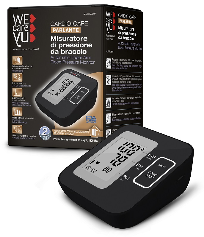 MISURATORE DI PRESSIONE DA BRACCIO PARLANTE WECAREYU CARDIO CARE - goldeneffe.it