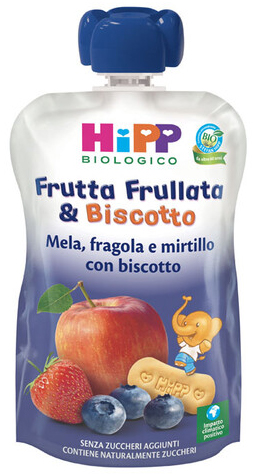 HIPP BIO FRUTTA FRULL&BISCOTTO MELA FRAGOLA MIRTILLO BISCOTTO 90 G - goldeneffe.it