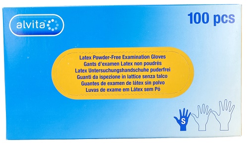 GUANTI DA ISPEZIONE ALVITA IN LATTICE SENZA TALCO S 100 PEZZI - goldeneffe.it