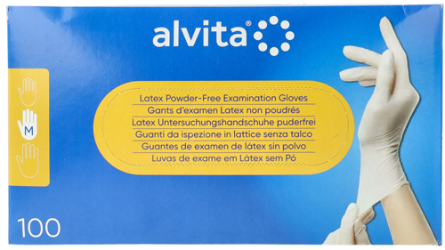 GUANTI DA ISPEZIONE ALVITA IN LATTICE SENZA TALCO M 100 PEZZI - goldeneffe.it