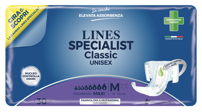 PANNOLONE A MUTANDINA LINES SPECIALIST CLASSIC MAXI MISURA MEDIA 30 PEZZI - goldeneffe.it