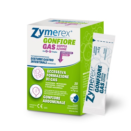 ZYMEREX GONFIORE GAS DOPPIA AZIONE CON S+E COMPLEX 20 BUSTINE MONODOSE DA 2 G - goldeneffe.it