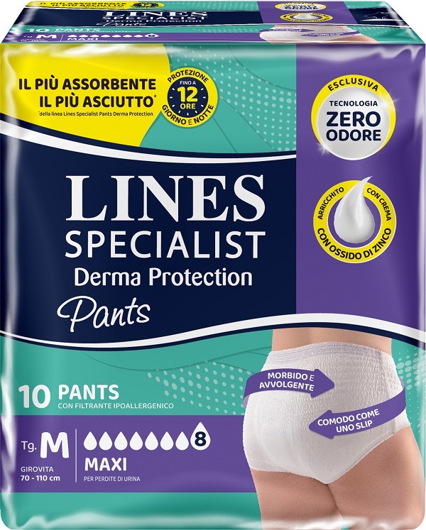 PANNOLONE PER INCONTINENZA LINES SPECIALIST DERMA PANTS MAXI M 10 PEZZI - goldeneffe.it