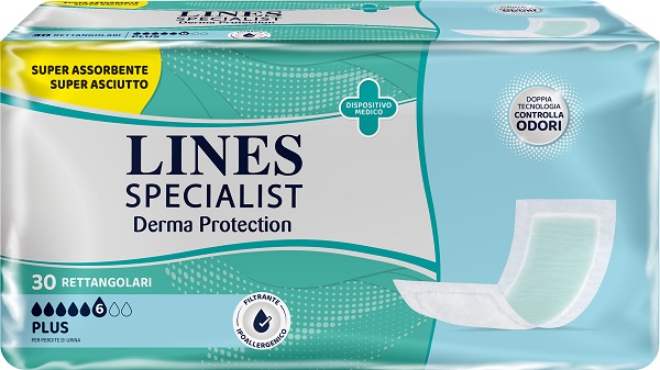 PANNOLONE PER INCONTINENZA LINES SPECIALIST DERMA RETTANGOLARE 30 PEZZI - goldeneffe.it