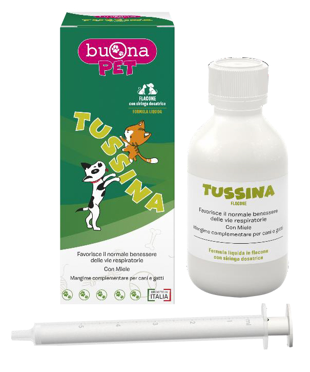 TUSSINA FLACONE CANI E GATTI CON SIRINGA DOSATRICE 100 G BUONAPET - goldeneffe.it