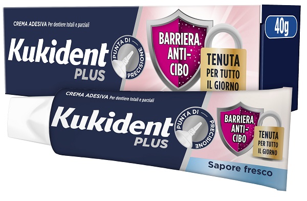 KUKIDENT PLUS BARRIERA ANTI-CIBO FRESCO CREMA ADESIVA DENTIERE 40 G - goldeneffe.it