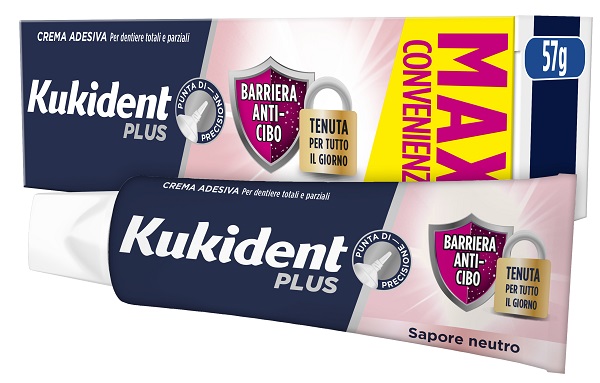 KUKIDENT PLUS BARRIERA ANTI-CIBO NEUTRO CREMA ADESIVA DENTIERE 57 G - goldeneffe.it