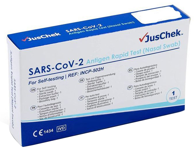 TEST ANTIGENICO RAPIDO COVID-19 JUSCHEK AUTODIAGNOSTICO DETERMINAZIONE QUALITATIVA ANTIGENI SARS-COV-2 IN TAMPONI NASALI MEDIANTE IMMUNOCROMATOGRAFIA - goldeneffe.it