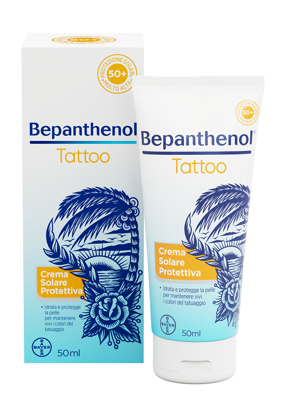 BEPANTHENOL TATTOO CREMA SOLARE PROTETTIVA SPF50+ 50 ML - goldeneffe.it