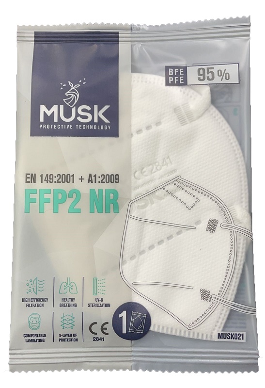 MUSK MASCHERINA FFP2 MUSK021 WHITE 10 PEZZI - goldeneffe.it