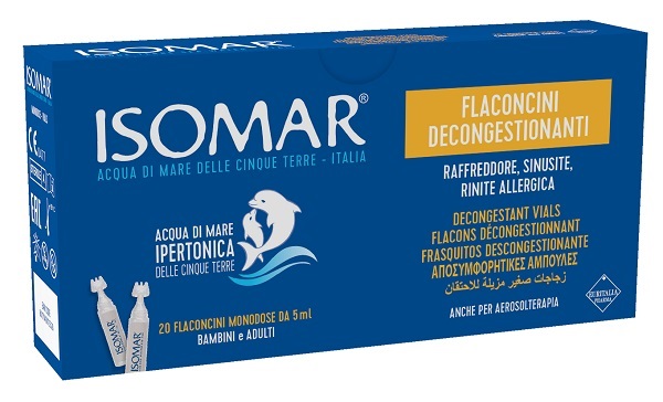 ISOMAR FLACONCINI DECONGESTIONANTI SOLUZIONE IPERTONICA 20 FLACONCINI 5 ML - goldeneffe.it
