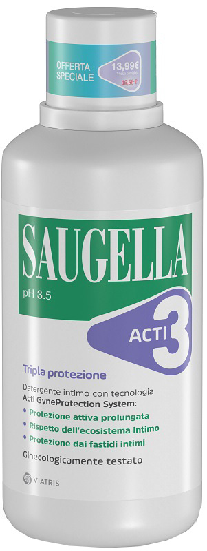 SAUGELLA ACTI3 DETERGENTE INTIMO 500 ML TAGLIO PREZZO - goldeneffe.it