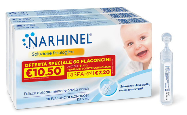SOLUZIONE FISIOLOGICA NARHINEL 3 PACK PROMO 2022 DA 20 FLACONCINI DA 5 ML - goldeneffe.it