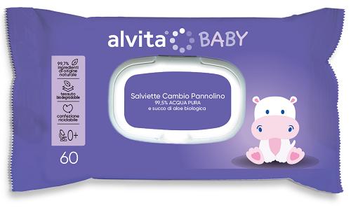 ALVITA BABY SALVIETTE PURE WATER 60 PEZZI - goldeneffe.it