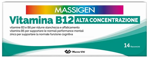 MASSIGEN VITAMINA B12 ALTA CONCENTRAZIONE 14 FLACONCINI - goldeneffe.it