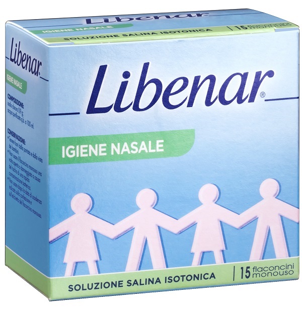 SOLUZIONE SALINA ISOTONICA 0,9% LIBENAR PER IGIENE NASALE 15 FLACONCINI MONOUSO X 5 ML - goldeneffe.it