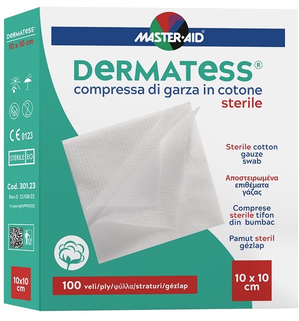 GARZA IDROFILA DERMATESS COTONE 10X10 100 VELI - goldeneffe.it