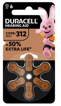 DURACELL EASY TAB 312 MARRONE BATTERIA PER APPARECCHIO ACUSTICO 6 PEZZI - goldeneffe.it