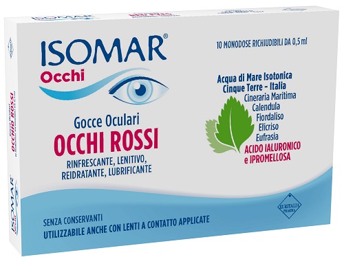 ISOMAR OCCHI ROSSI GOCCE OCULARI ACIDO IALURONICO 0,20% 10 FLACONCINI - goldeneffe.it