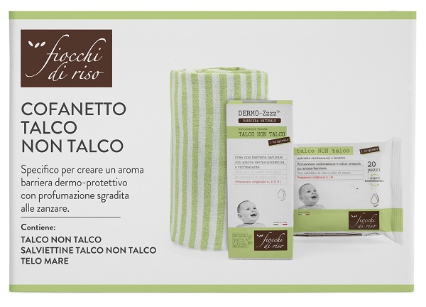FIOCCHI DI RISO COFANETTO TALCO NON TALCO 1 EMULSIONE TALCO NON TALCO 120 ML + 1 SALVIETTE TALCO NON TALCO + 1 TELO MARE - goldeneffe.it